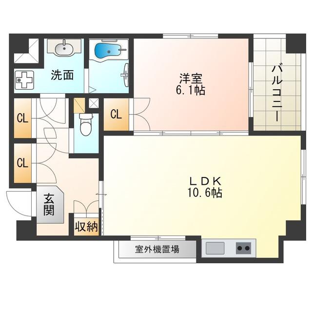 K・H・E(1LDK/4階)の間取り写真