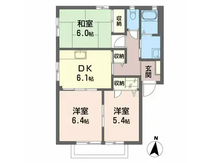 コンフォートA(3DK/1階)の間取り写真