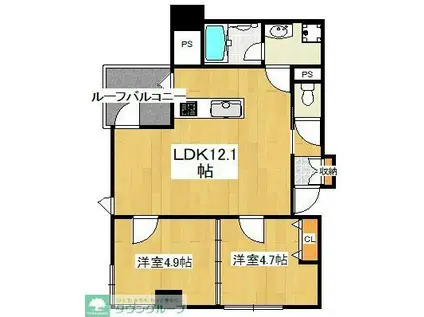 LUMIAGENOBORITO ルミアージュ登戸(2LDK/5階)の間取り写真