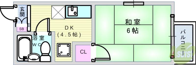 ジュネス阪本(1DK/1階)の間取り写真