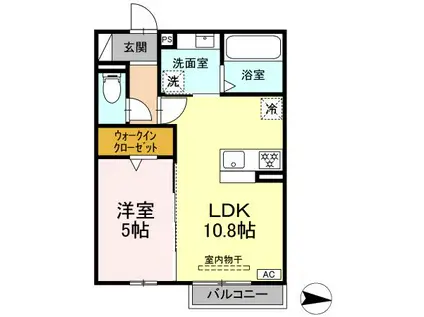 DROOM 鵜沼三ツ池町(1LDK/2階)の間取り写真