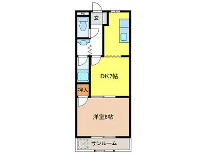 オリンピアC(1DK/1階)の間取り写真