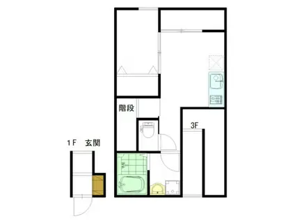 レユシール温品(1LDK/2階)の間取り写真