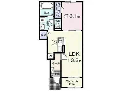 富夢想家 十一番館(1LDK/1階)の間取り写真