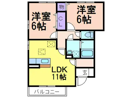 ライネスハイムA(2LDK/1階)の間取り写真