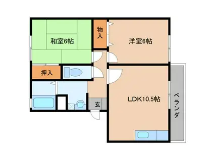 セジュールN I棟(2LDK/3階)の間取り写真