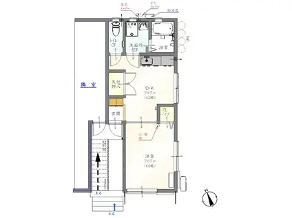 シルクハイツ1(1DK/1階)の間取り写真
