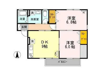 セジュール申子(2DK/1階)の間取り写真