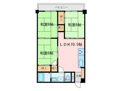 第七越智ハイツ(3LDK/1階)の間取り写真