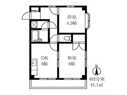 第2アネックス安本(2DK/4階)の間取り写真