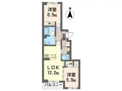 ラフィナート住吉(2LDK/2階)の間取り写真