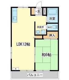 サンライフ森の西(1LDK/2階)の間取り写真