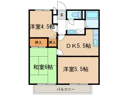 サンビレッジ平林C(3DK/2階)の間取り写真