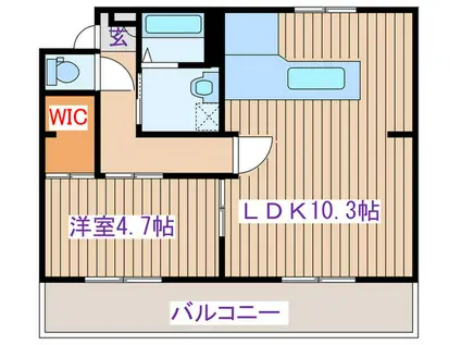テレパレス榴ヶ岡1号棟(1LDK/4階)の間取り写真