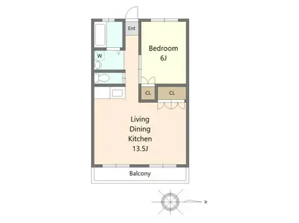日野ビル(1LDK/4階)の間取り写真