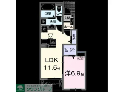 ネオブライツII(1LDK/1階)の間取り写真