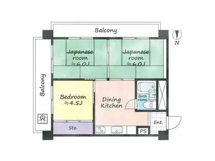 サンコーポたまがわ(3DK/6階)の間取り写真