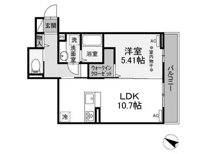 コンフォート下小鳥(1LDK/2階)の間取り写真