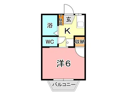 キッコウハイネスB(1K/1階)の間取り写真