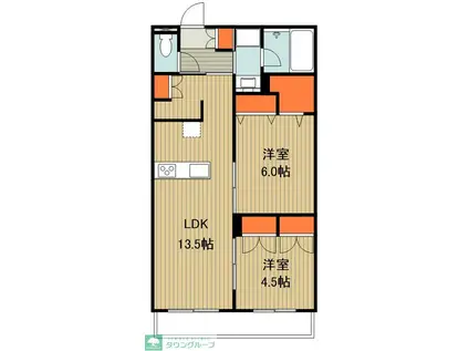 MAISON DE BONHEUR(2LDK/2階)の間取り写真