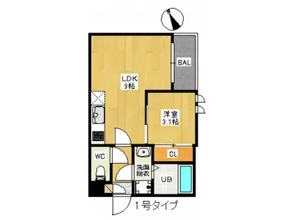 REGALEST緑井(1LDK/3階)の間取り写真