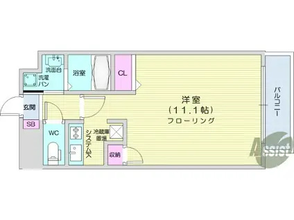 セントフィールド上杉(ワンルーム/3階)の間取り写真