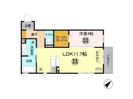 パークドオートム A(1LDK/2階)の間取り写真