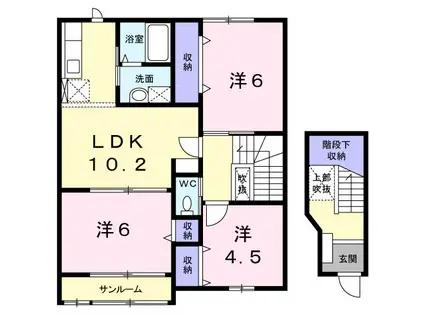 グランディールIV(3LDK/2階)の間取り写真