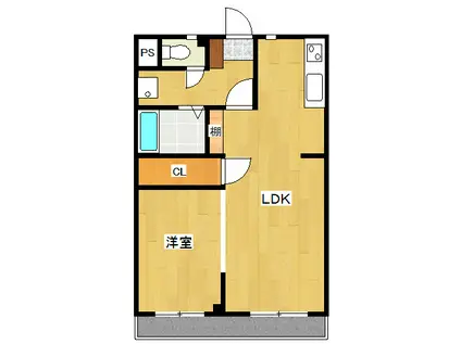 ハイツ平井(1LDK/4階)の間取り写真