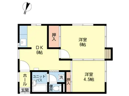 サウスヒルズK(2DK/1階)の間取り写真