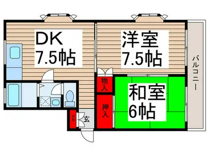 シャトルナカケイ(2DK/2階)の間取り写真