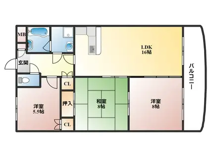 ベルエアーI(3LDK/6階)の間取り写真