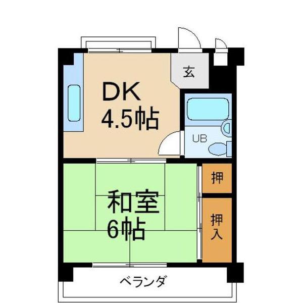 ビラビアンカ(1DK/3階)の間取り写真