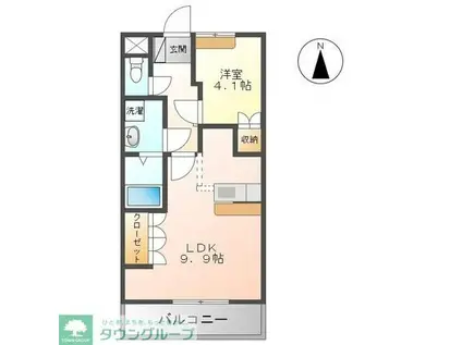 クレシアB(1LDK/1階)の間取り写真