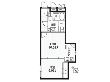 パセオ文京茗荷谷(1LDK/4階)の間取り写真