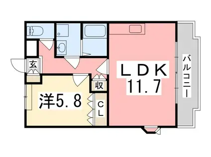 ル・ソレイユ細江I(1LDK/2階)の間取り写真