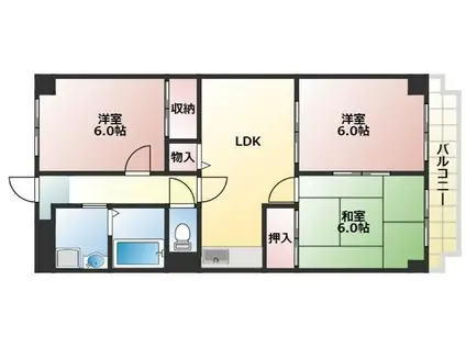 シャトー水田II(3LDK/3階)の間取り写真