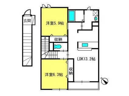 アークガーデンA(2LDK/2階)の間取り写真