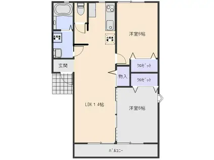 アンテリージェB棟(2LDK/2階)の間取り写真