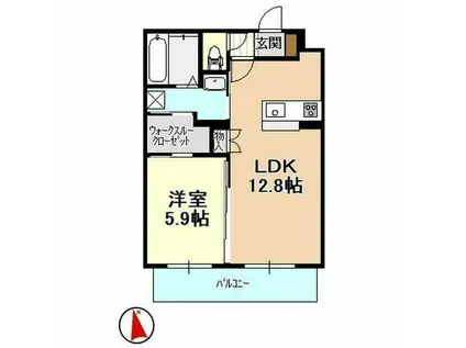 棒屋第13住吉ハイツ(1LDK/2階)の間取り写真