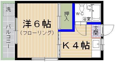 コーポ赤いきつね(1K/1階)の間取り写真