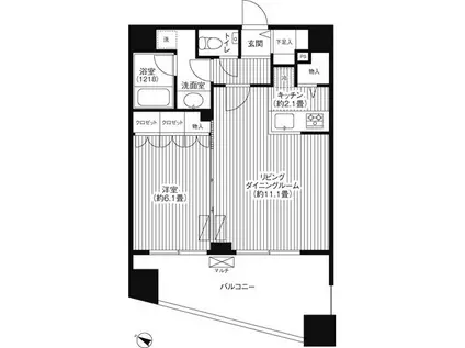 グランハイツ代々木(1LDK/11階)の間取り写真