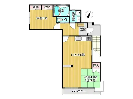カーサ・デ・タマ(1SLDK/2階)の間取り写真