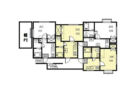 コーポシャルマン(1K/2階)の間取り写真