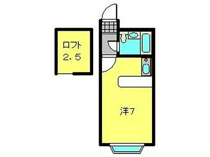 ベルピア弘明寺第1(ワンルーム/2階)の間取り写真