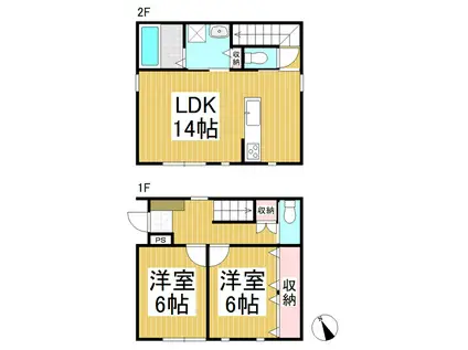 竹花様メゾネット(2LDK/1階)の間取り写真