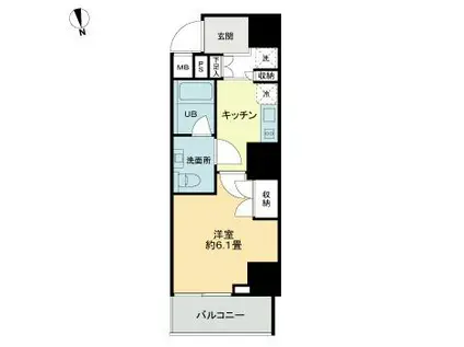 VIOR文京関口(1K/2階)の間取り写真