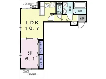 クロッシング・ヴィラージュII(1LDK/1階)の間取り写真