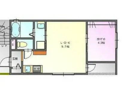 パレシェーヌデクールIII(1LDK/1階)の間取り写真