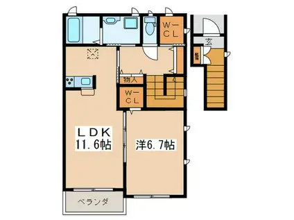 ルミウェール上北沢(1LDK/2階)の間取り写真